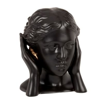 Statuette femme oreilles cachées en dolomite noire et dorée H14 | Maisons du Monde