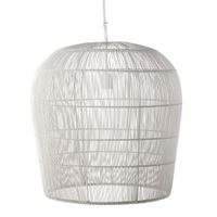 Suspension avec abat-jour tressé en métal filaire blanc | Maisons du Monde