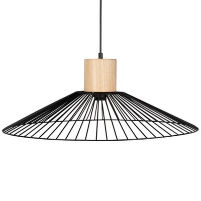 Suspension en métal filaire noir et hévéa | Maisons du Monde