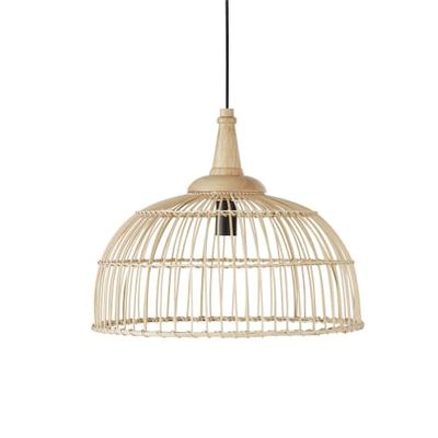 Suspension en rotin tressé, hévéa et métal noir | Maisons du Monde