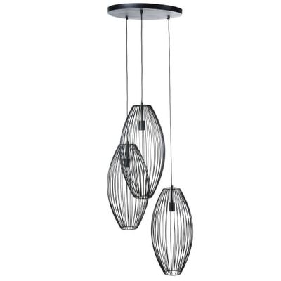 Suspension triple abat-jours ronds filaires noirs | Maisons du Monde