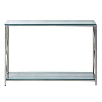 Table console en acier et verre chromée L 119 cm | Maisons du Monde