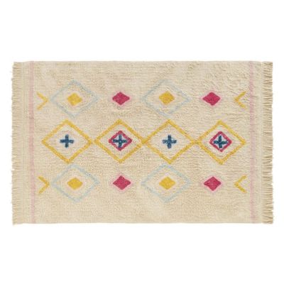 Tapis berbère en coton blanc à motifs multicolores 120x180 | Maisons du Monde