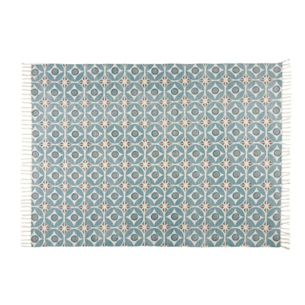Tapis en coton bleu à motifs 140x200 | Maisons du Monde