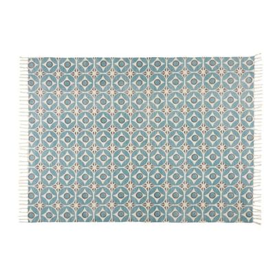 Tapis en coton bleu à motifs 140x200 | Maisons du Monde