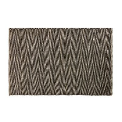 Tapis en coton et jute noir marron motifs à chevrons 140x200 | Maisons du Monde