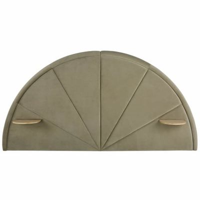 Tête de lit 160 professionnelle en velours vert olive avec étagères intégrées | Maisons du Monde