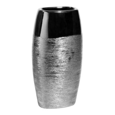 Vase amande en céramique argenté H 34 cm | Maisons du Monde