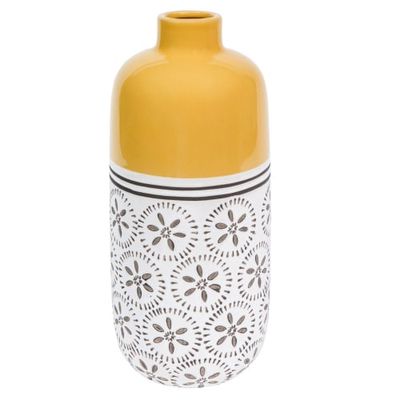 Vase en céramique jaune à motifs H30 | Maisons du Monde