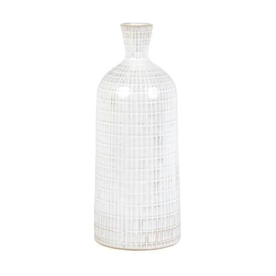 Vase en grès gris et blanc motifs graphiques H28 | Maisons du Monde