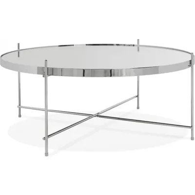 Table basse design métal et verre miroir chrome d83cm ESPEJO