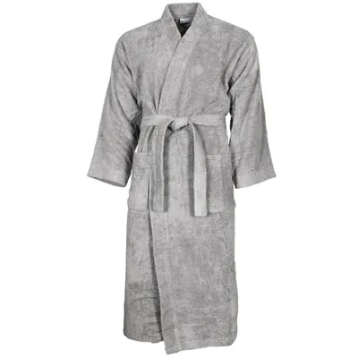 Peignoir col kimono en coton Gris Perle