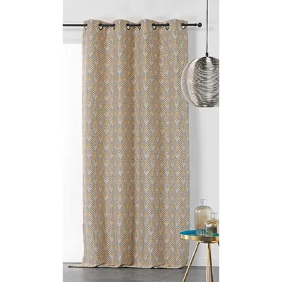 Rideau art décoratif en jacquard polyester jaune 245 x 140