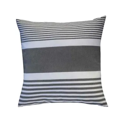 Housse de coussin coton anthracite rayures blanches 40 x 40 CARTHAGE