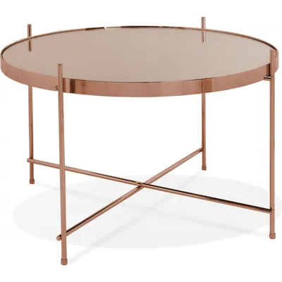 Table basse design métal et verre miroir cuivre d63cm ESPEJO