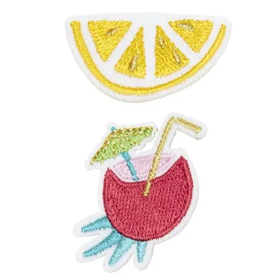 Broche brodée citron & noix de coco
