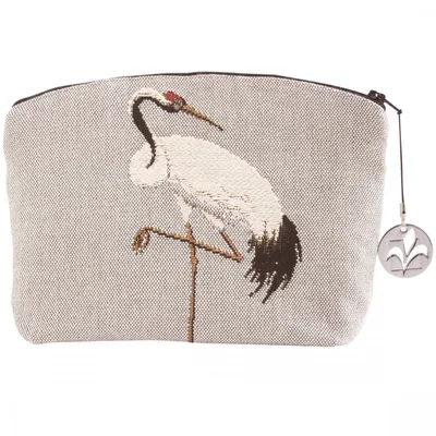 Trousse tapisserie grues blanches gris