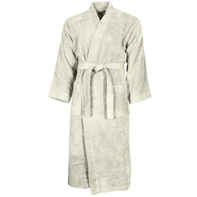 Peignoir col kimono en coton Ecru LUXURY