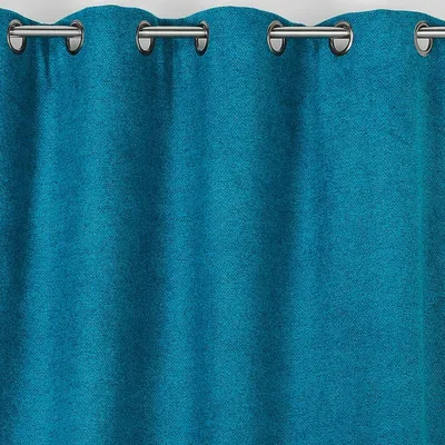 Rideau obscurcissant aspect laine chinée polyester bleu 250 x 140