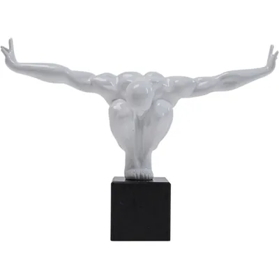 Statuette homme en polyrésine blanche 43x29 ATHELET