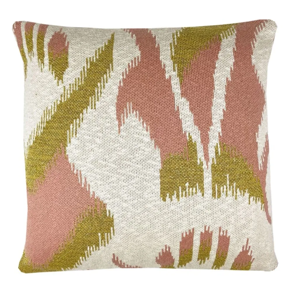 Housse de coussin velours soie ikat 40x50 rose