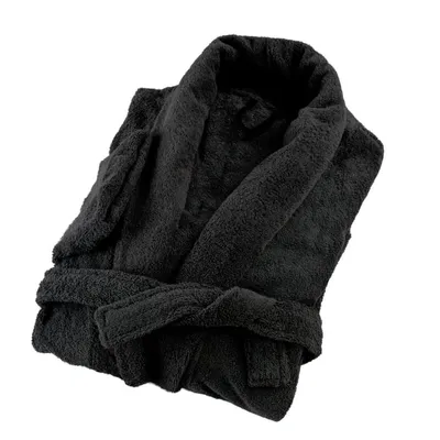Peignoir éponge col chale en coton noir PREMIUM HOMME