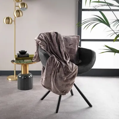 Plaid gris fleece 150x200 cm uni BILLY