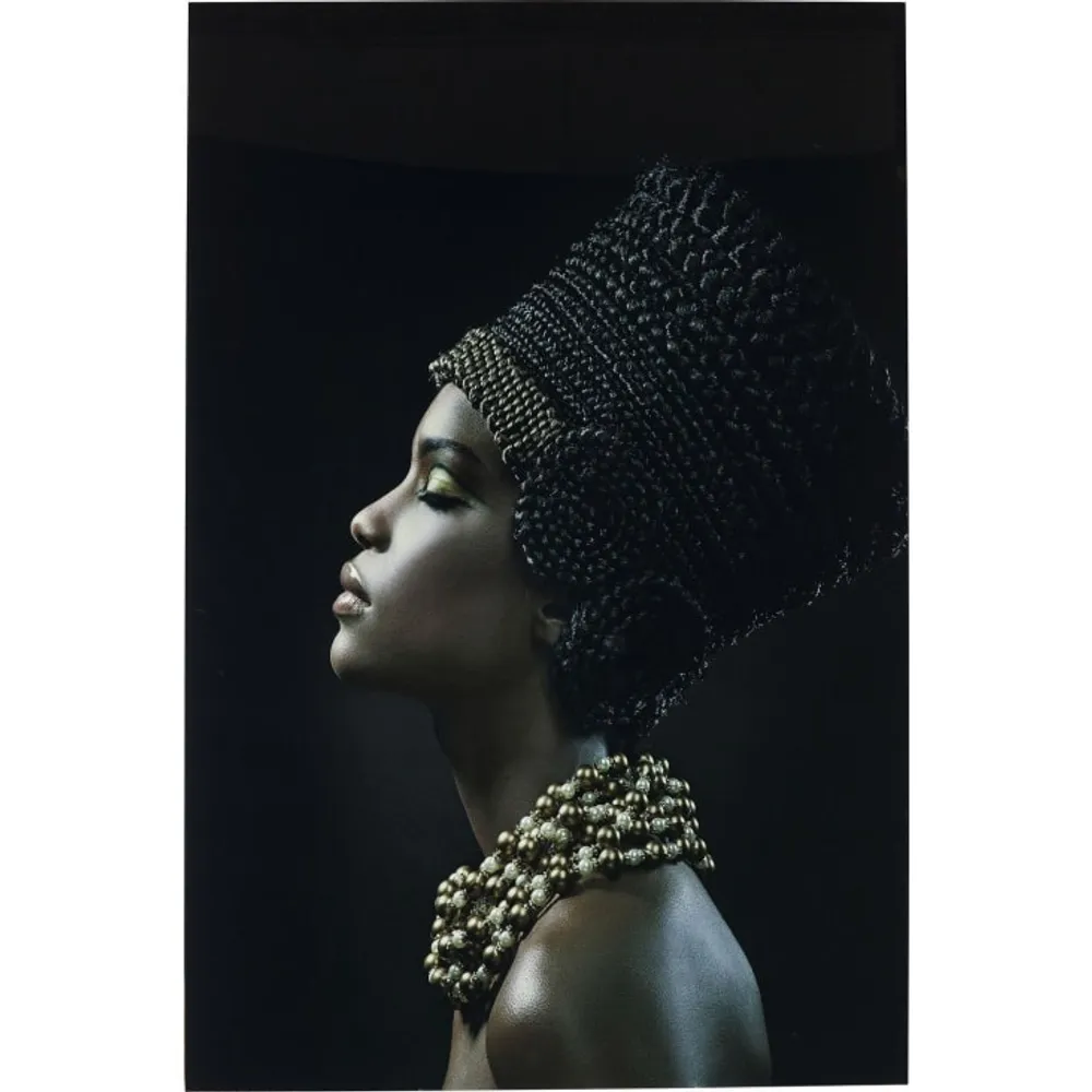 Tableau femme africaine profil en verre 100x150 ROYAL HEADDRESS