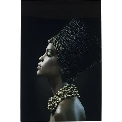 Tableau femme africaine profil en verre 100x150 ROYAL HEADDRESS