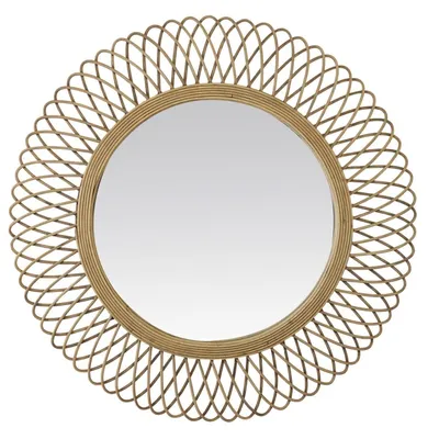 Miroir rond en rotin en rotin marron clair D82 ROTIN