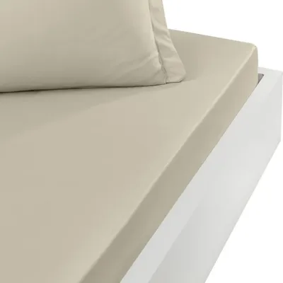 Drap housse en percale de coton Ficelle 120x190 cm SOFT PERCALE