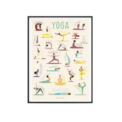 Affiche Yoga - Les Positions de Yoga - 40 x 60 cm FÊTE DES MÈRES