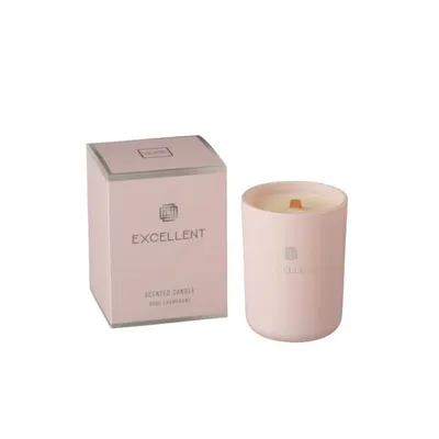 Bougie parfumée verre rose 50h H10,5cm EXCELLENT