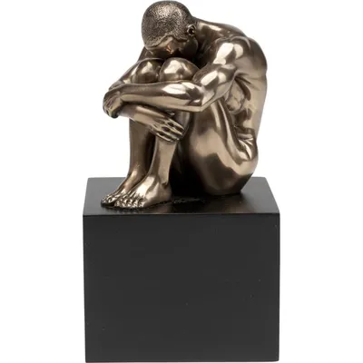 Statuette homme assis en polyrésine bronze