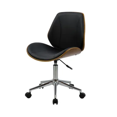 Chaise de bureau sur roulettes en bois en PU noir ARCHIE