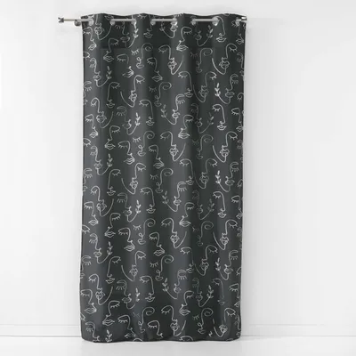 Rideau à impressions métallisées polyester anthracite/argent 260x140cm ARTY LINE