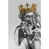 Statuette singe roi assis en polyrésine argentée H36 KING LUI