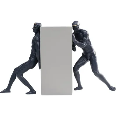 Statuette hommes lutte en polyrésine bleue et blanche 23x38 OPPOSE