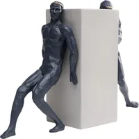 Statuette hommes lutte en polyrésine bleue et blanche 23x38 OPPOSE