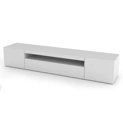 Armoire à 3 portes effet bois blanc brillant 200x40h37 cm JESSE
