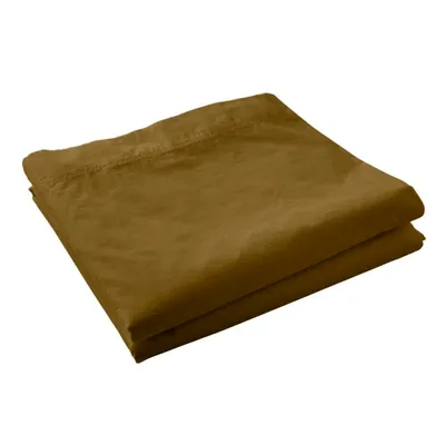 Draps plat percale de coton marron 240x300 cm CAMEL