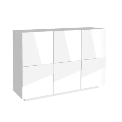 Meuble d'entrée effet bois blanc brillant 121x38h86 cm ELIA