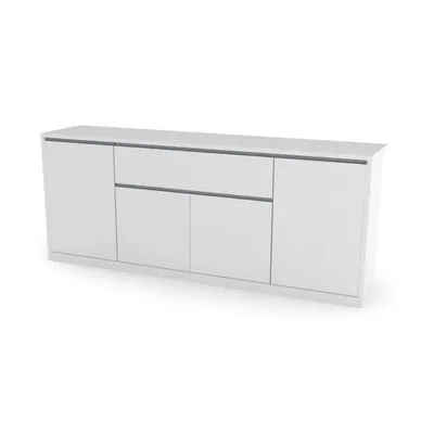Buffet avec 4 portes effet bois blanc brillant 210x45h85 cm GIULIO