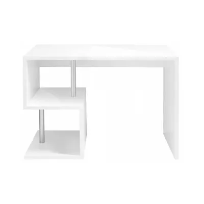 Bureau en forme de S effet bois blanc brillant 100x50h78 cm MASSIMO