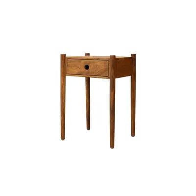 Table de chevet épurée en bois de manguier 1 tiroir - 63x38x45cm