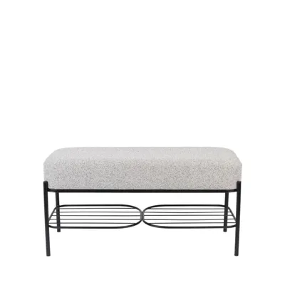 Banc en tissu et métal blanc MILOU