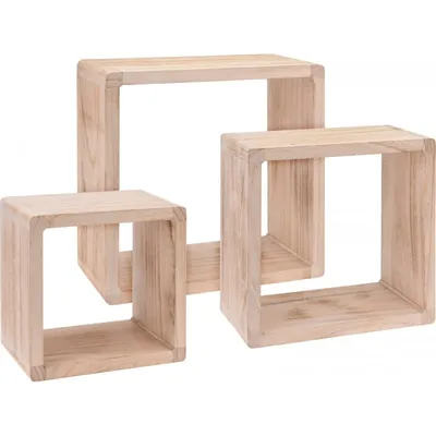 Set de 3 étagères carrées en bois - 42x42x20cm