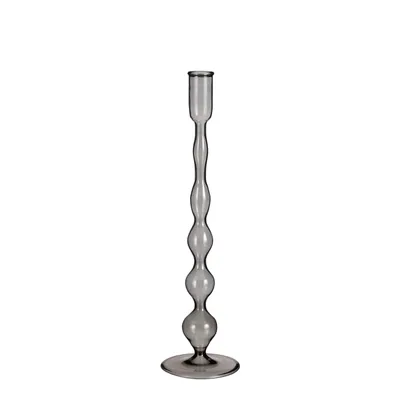 Bougeoir en verre gris foncé H33 TRENT