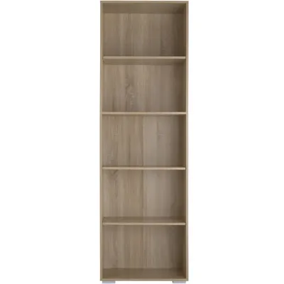 Bibliothèque 5 étagères effet bois de chêne mat