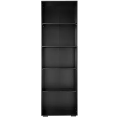 Bibliothèque 5 étagères effet bois noir